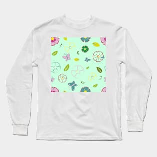 Garden flowers on green Long Sleeve T-Shirt